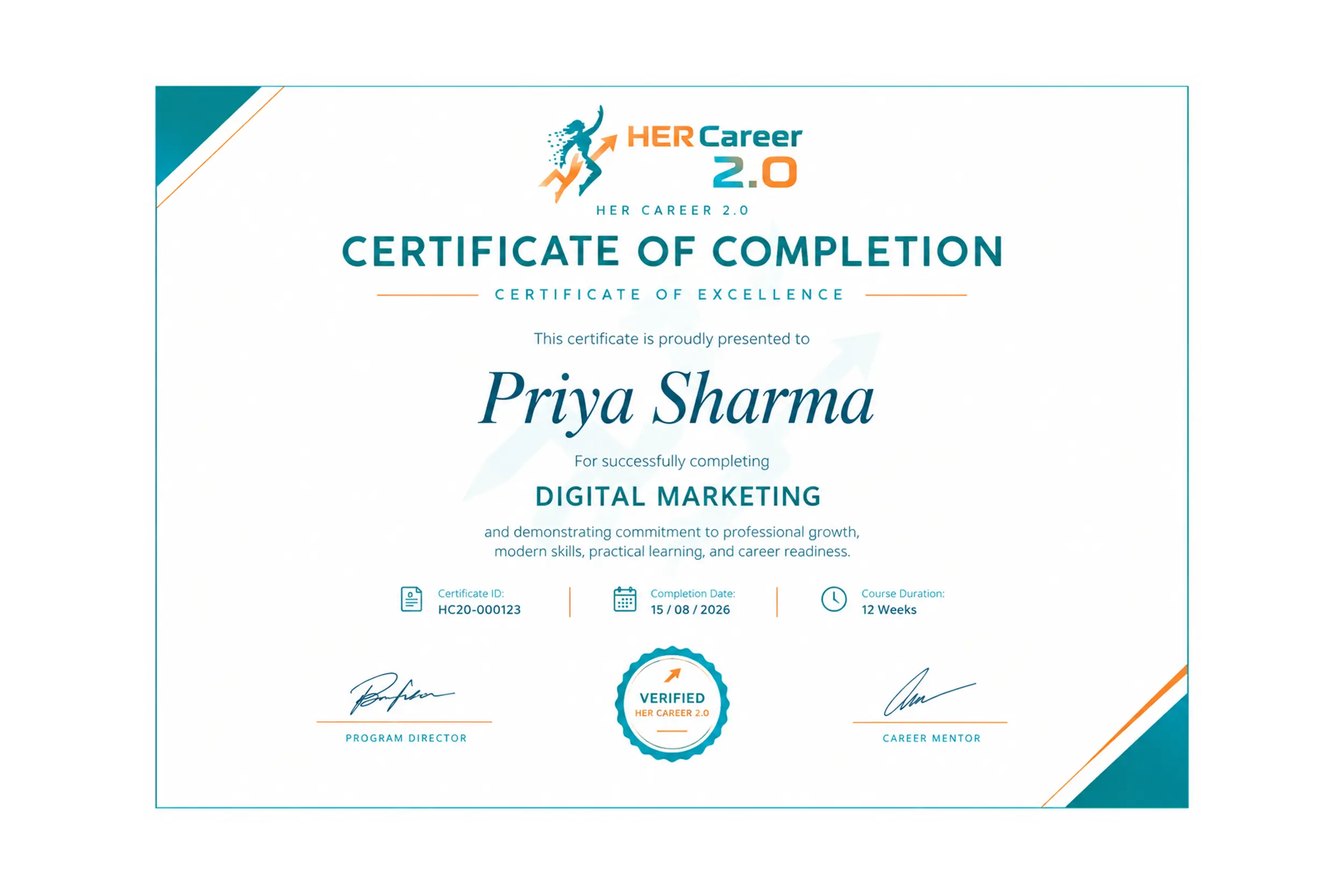 HER Career 2.0 Verified Certificate of Excellence